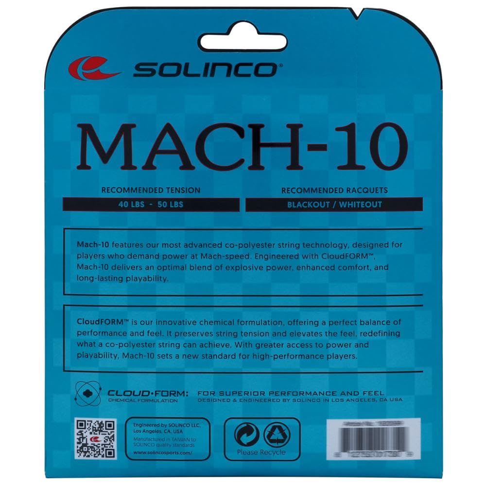 Solinco Mach-10 16 Gauge 1.30mm Tennis String Set 40'