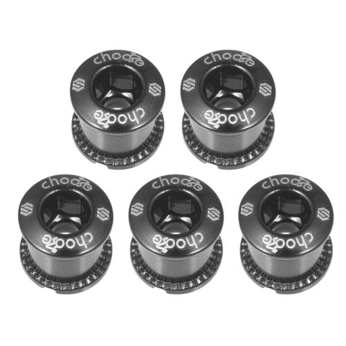 Chooee Double Chainring Bolts,M8 Steel Chain Ring Bolts Set Black
