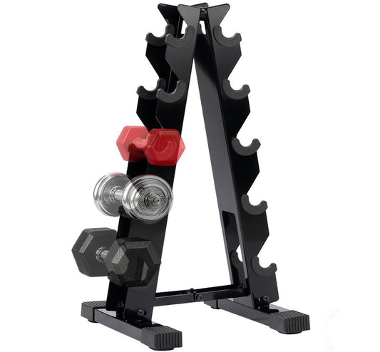 5 Tier Dumbbell Rack, Weight Rack for Home Gym - 260 LBS Capacity - Steel A-Frame Dumbbells Storage Space Saving Folds Up Design (No Dumbbells Rack Only)
