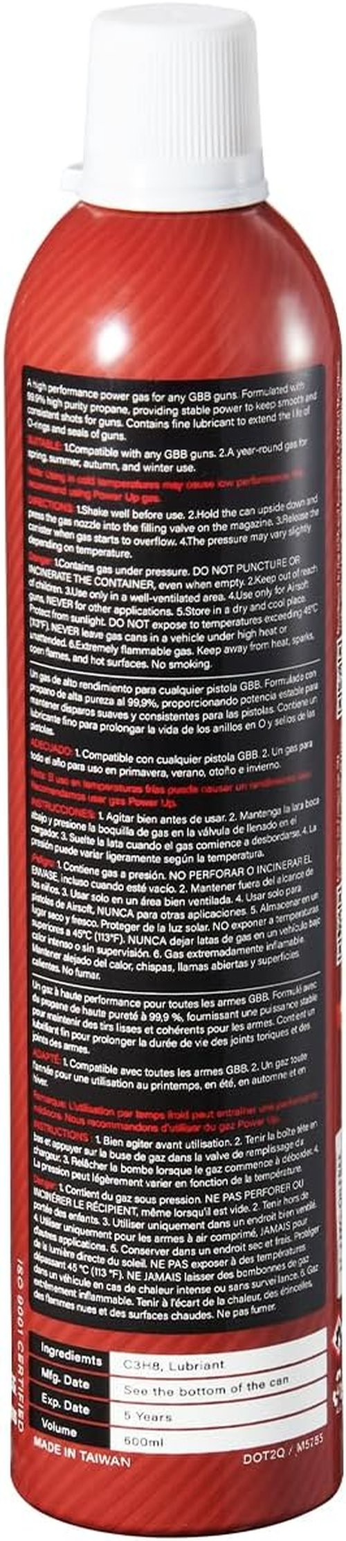 Lancer Tactical 600ml Green Gas - High PSI 12kg G-1100 | Oil-Free Performance