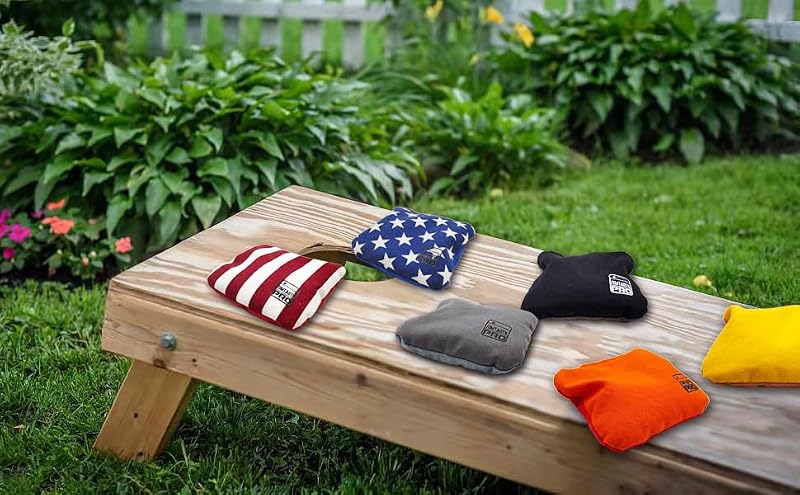 Professional Cornhole Bags Set of 8 - Slick & Sticky, Black & Orange