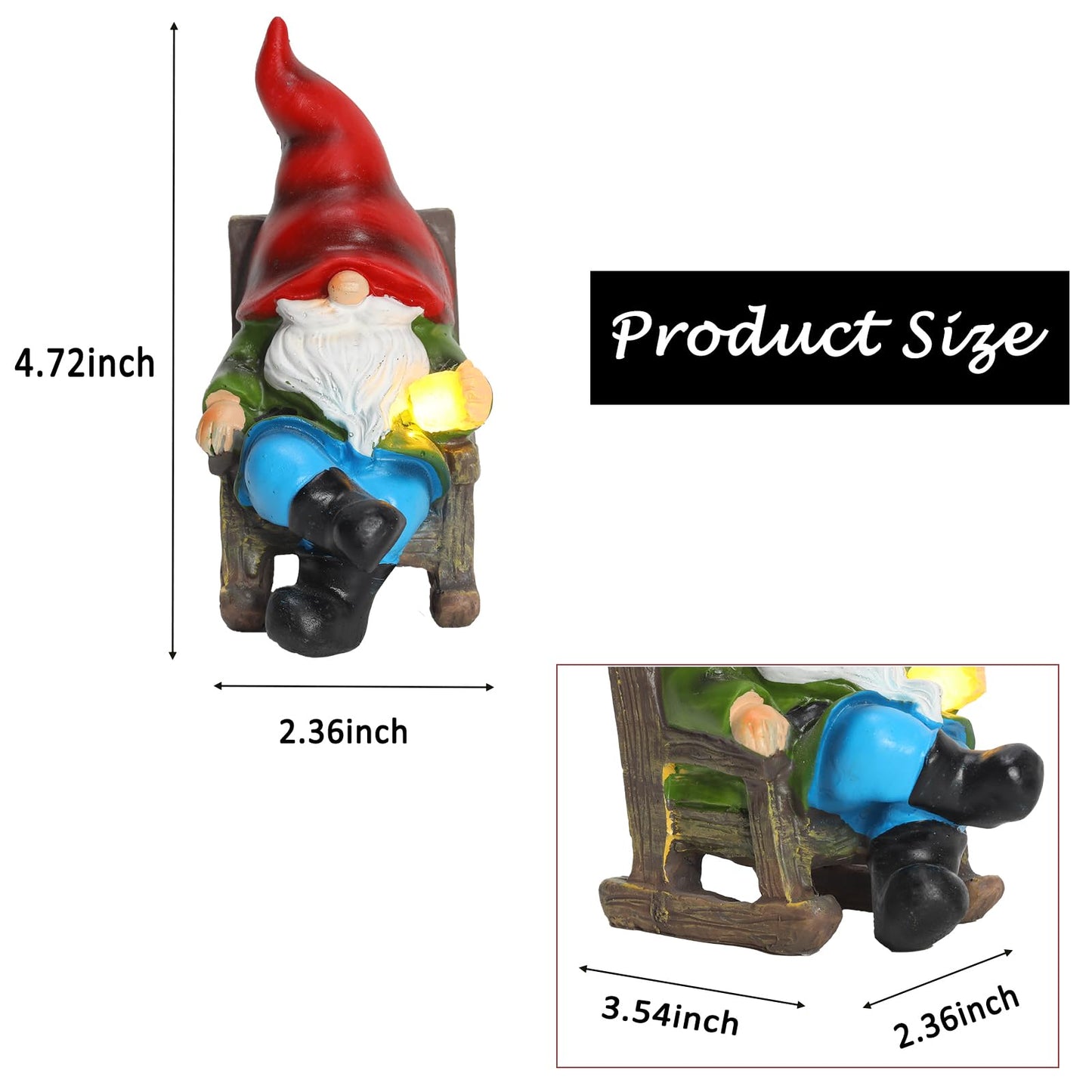 WNXURT Solar Gnomes Decor Outside Mini Gnome Figurines Outdoor Solar Porch Patio Garden Miniatures Gnomes Decor Gift for Women Grandma Mother's Day Birthday