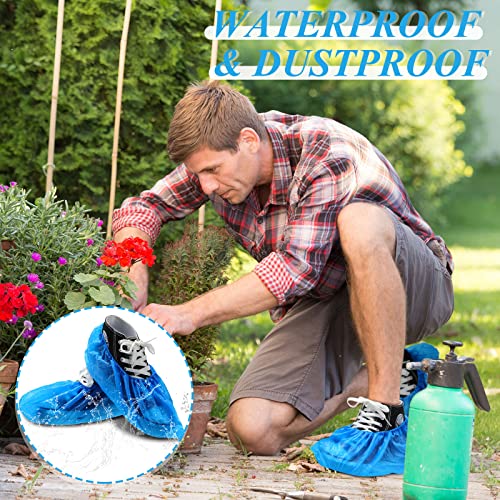 1000 Pcs Disposable Shoe Covers Boot Cover Waterproof Non Slip Shoe Protector Booties Covers for Indoor Carpet Floor Workplace Protection, One Size Fit Most(Blue)