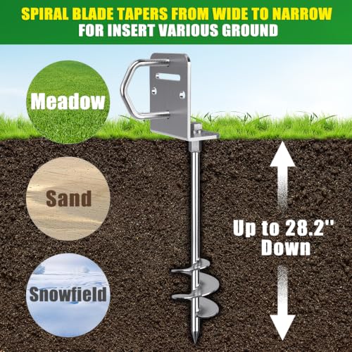 Insaga 30'' Heavy Duty Ground Anchor Pack for Sheds & Swing Sets - 12mm Solid Carbon Steel, Full-Welded Helix, Rust-Resistant