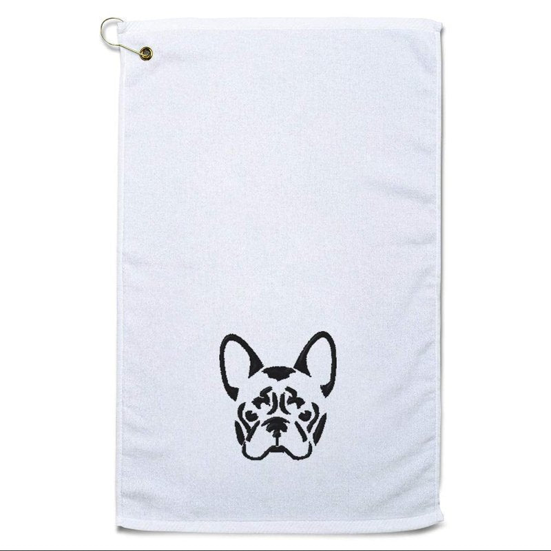 Style In Print Golf Towel French Bulldog Silhouette Cotton Bag Accessories White