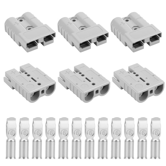 50A-600V Battery Quick Connect/Disconnect with 7/8/10/12 AWG, 6PCS Jumper Cable Plug Connector, Compatible with Anderson Connector for Rescue Winch, Motor Recovery, Winch Trailer, Traction System