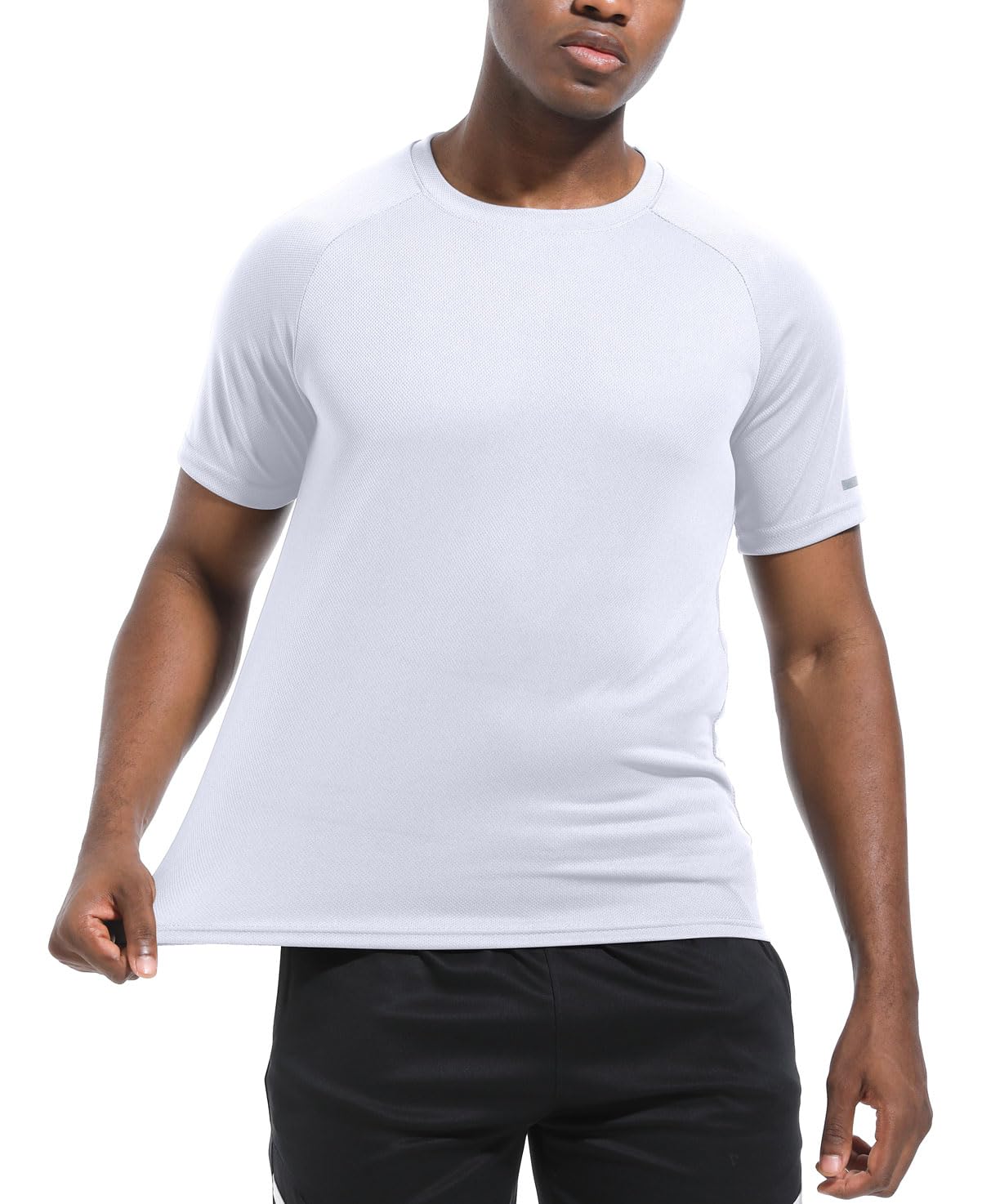 Boyzn Men's 3 Pack Workout Running Shirts, Dry Fit Moisture Wicking T-Shirts, Sports Gym Athletic Short Sleeve T Shirts for Men White-3P13-L