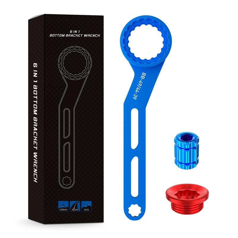Pawfly 6-in-1 Bike Bottom Bracket Tool for 12/16-Notch 39/41/44/46/49mm External Cups, Bicycle Bottom Bracket Removal Tool with Bike Crank Removal Tool & Bike Crank Cap, Bike Bottom Bracket Wrench