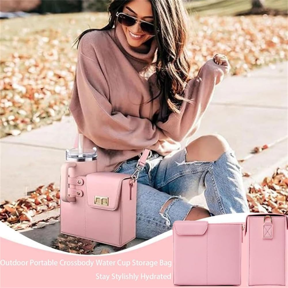 2026 New Stanley Purse Cup Holder Bag Crossbody Water Cup Storage Bag Portable Cups Purses Stanley Cup Purse Holder 40 Oz Perfect Valentine‘s Day Gift Gift (Black)