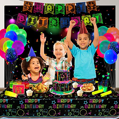 3 Pack Neon Plastic Tablecloths - Glow Party Decorations 51"x86.6"