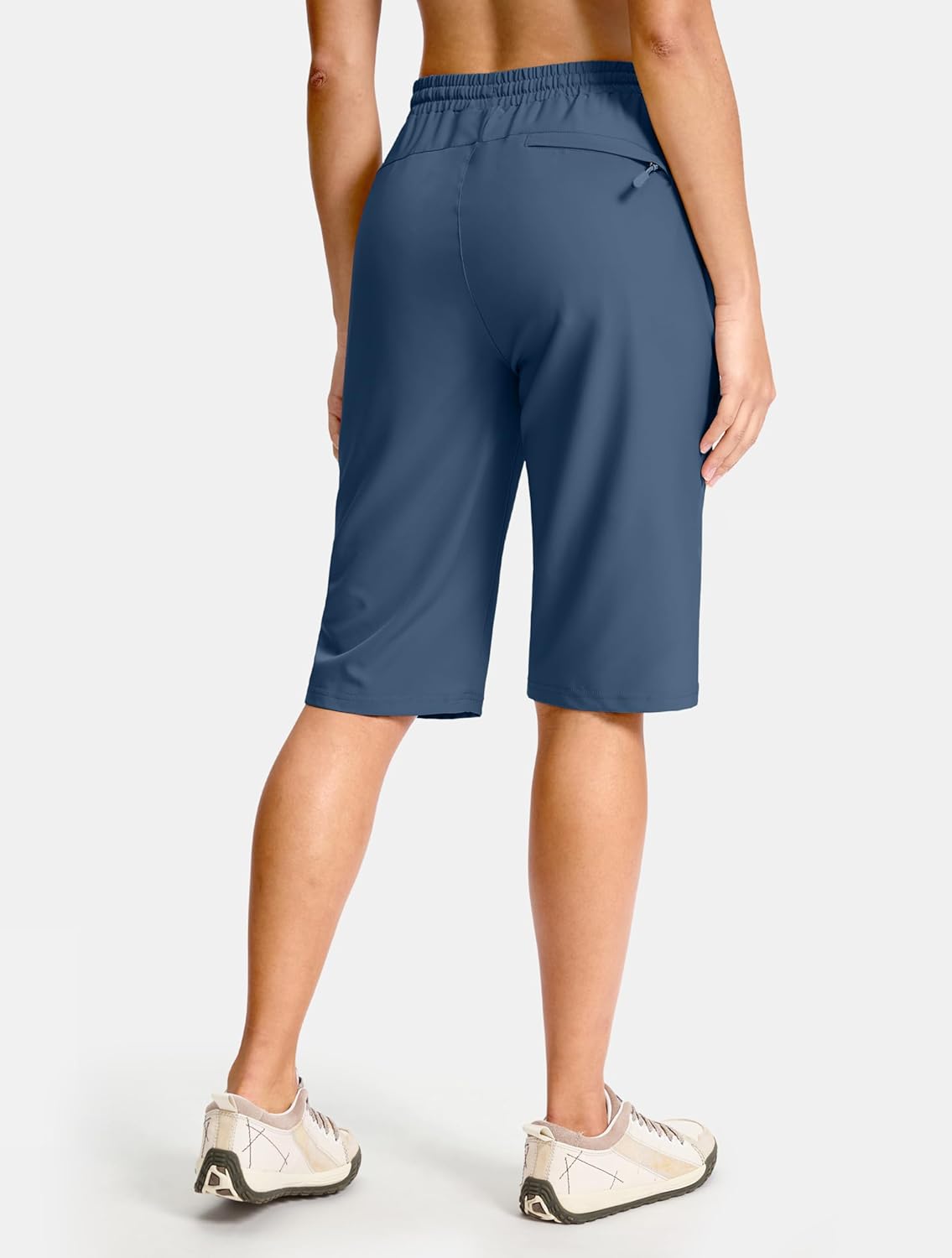 SANTINY Women's Hiking Shorts - 13" Quick Dry Lightweight Bermuda with 3 Zipper Pockets