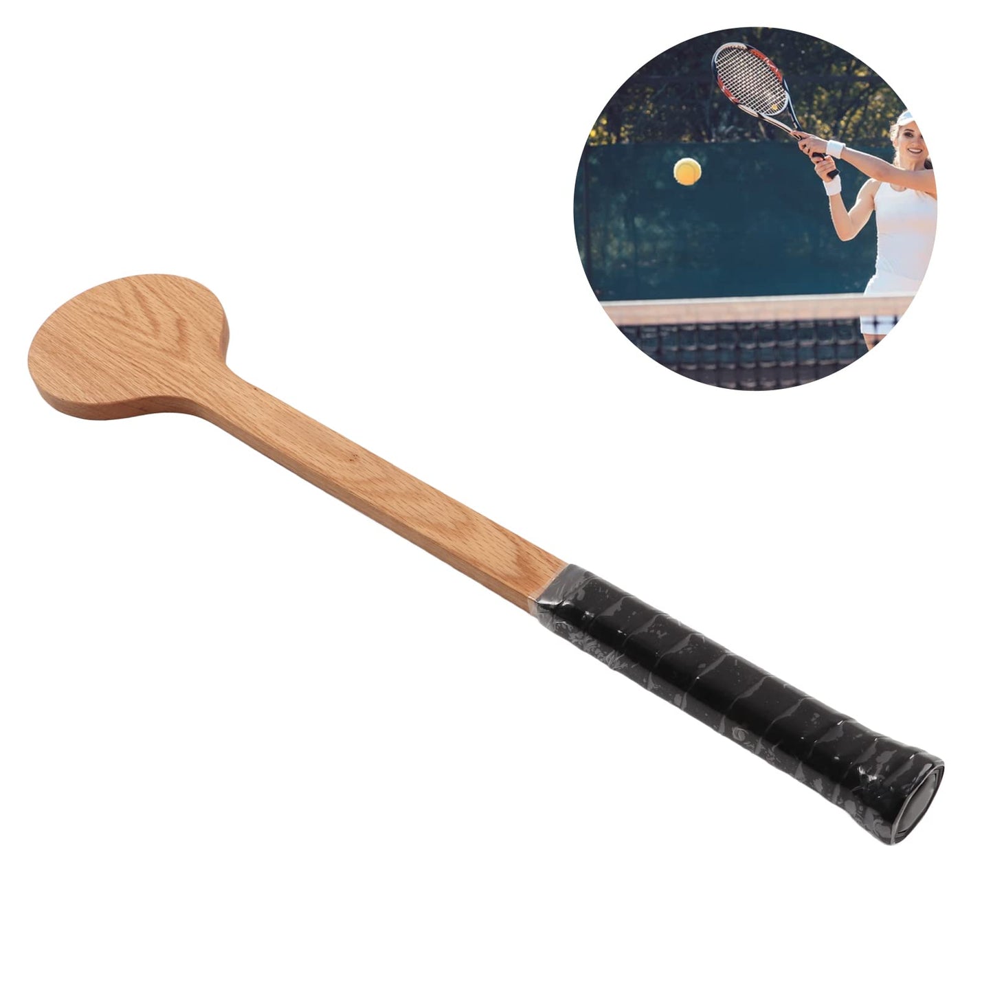 Entatial Wooden Spoon Tennis Pointer, Reliable Tennis Pointer Spoon Wood Tennis Sweet Pointer Trainer Racket Swing Practice Training Aid with Storage Bag for Tennis Trainer