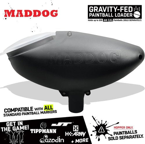 Maddog 200 Round Paintball Loader - .68 Cal Gravity-Fed Hopper | Essential Paintball Marker Accessory