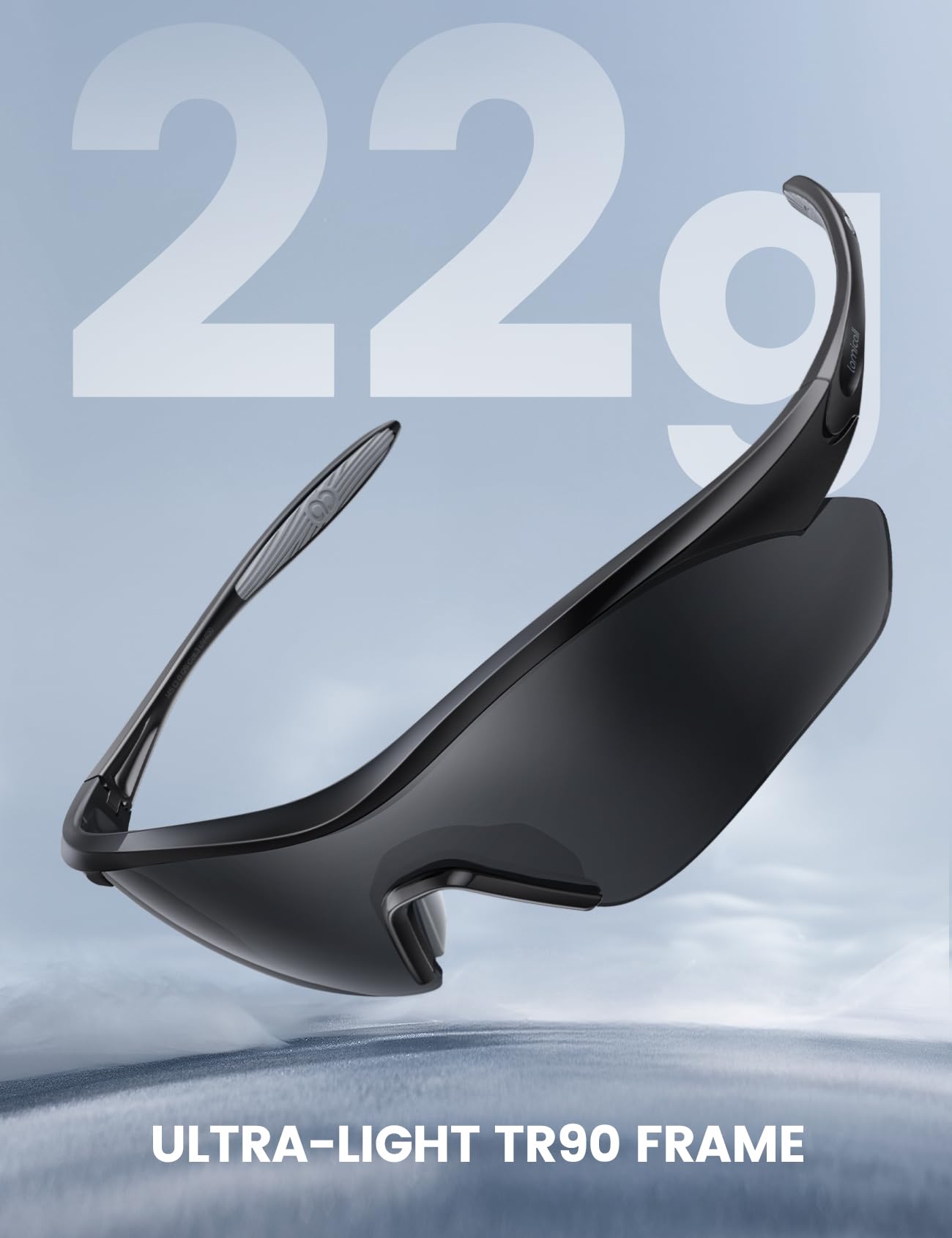 Lamicall 22g Polarized Sports Sunglasses - Lightweight UV400 Protection Men Women Sun Glasses for Baseball Running Cycling Fishing Golf Driving, Black Gray