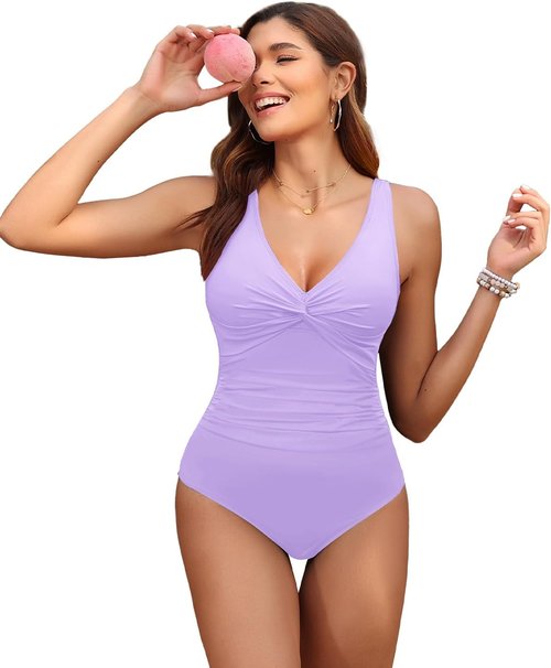 Holipick Tummy Control One Piece Swimsuit - Push Up Full Coverage Slimming Bathing Suit