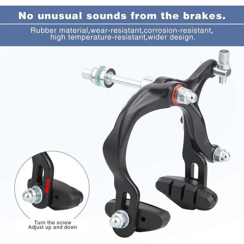 MEGHNA Bike Caliper Brake Set Aluminum Alloy Front and Rear Bike Brake Lever C Brake Set with Cables and Brake Pads Rim Brake for BMX Hybrid Bike Cruiser Bike Mountain Bike (Front and Rear Set)