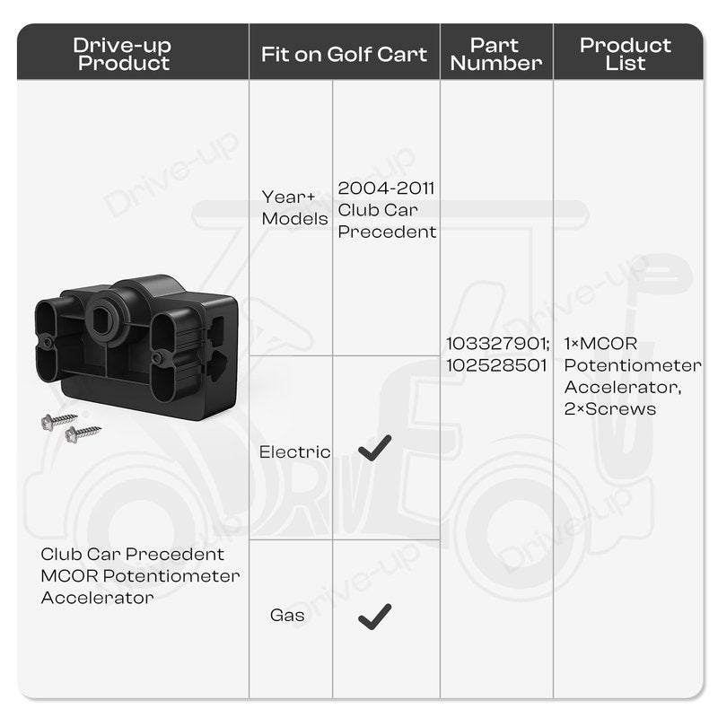 DRIVE UP MCOR Motor Controller for 2004-2011 Golf Cart, Club Car Precedent MCOR Potentiometer Accelerator, Replace 103327901