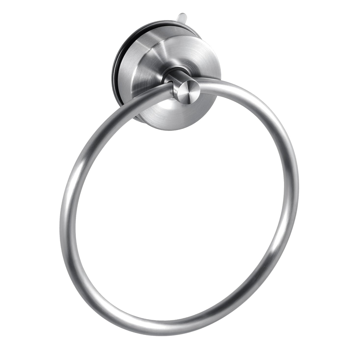 JOMOLA Stainless Steel Suction Cup Towel Ring Holder for Bathroom - Rustproof No Drill Wall Mount Towel Rack, Adjustable & Damage-Free Bathroom Accessories for Shower, Spa, Hotel, Brushed