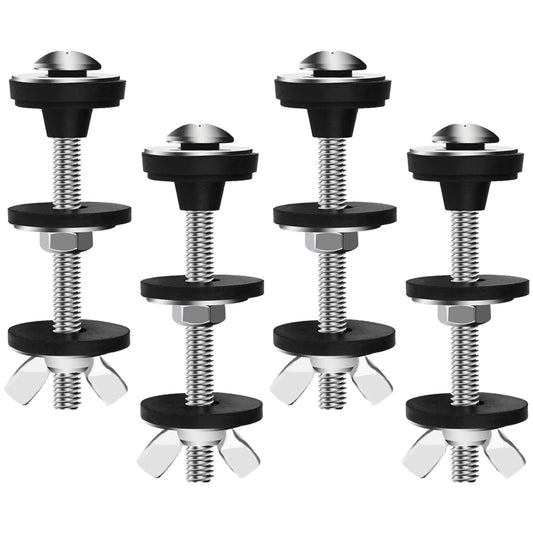 4PCS Universal Toilet Seat Bolts Kit, Heavy Duty Toilet Tank Bolts Replacement, Waterproof Stainless Steel Toilet Seat Screws and Rubber Washers Gaskets with Extra Long Nut
