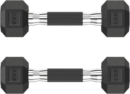 HANDBODE Hex Dumbbell Set | Rubber Encased Weights for Home Gym | 2.5-65 lb Adjustable Pair