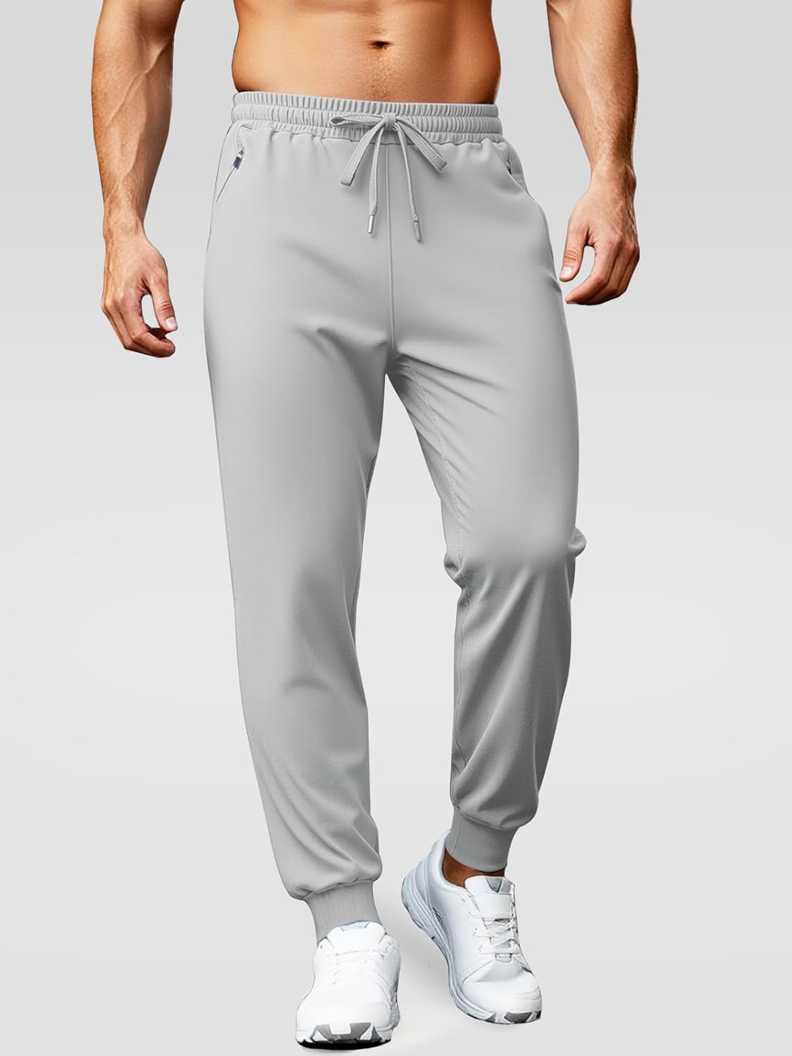 Aolesy Men's Joggers - Tapered Workout Sweatpants with Zipper Pockets for Gym & Running