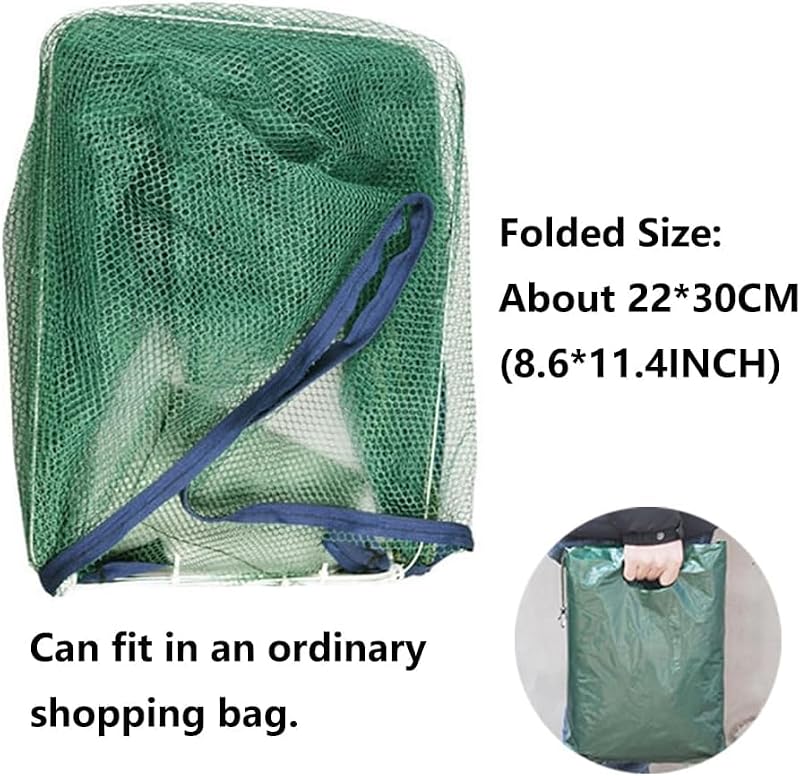 HunterBee 1Pc Foldable Fish Trap with 6 Holes – Portable Crawfish, Crab & Shrimp Bait Net