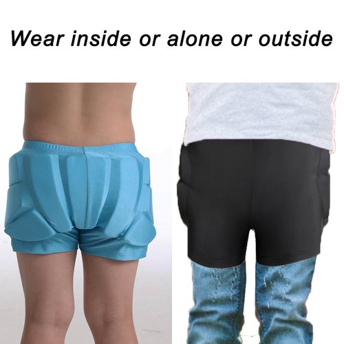 DBaoXiaoMu Kids Padded Shorts-HIPS Protective Pads Shorts for Snowboard Ski Skating Cycling,3D Protection for Butt and Tailbone Black