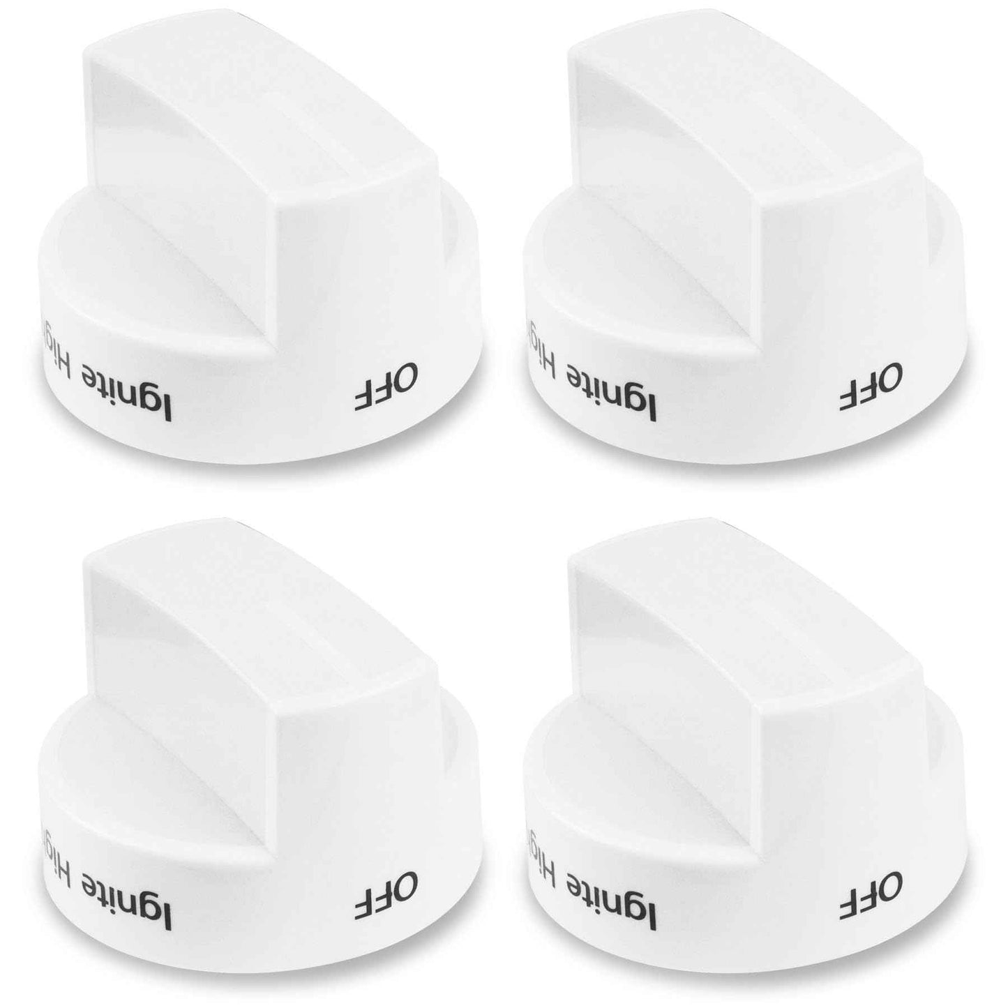 4Pack Fit for Whirlpool Gas Stove Knobs Replace #WPW10339443 AP6019878 2311009 PS11753189 PS3507189 White Stove Knobs Replacements Range Oven Knobs Part Upgraded