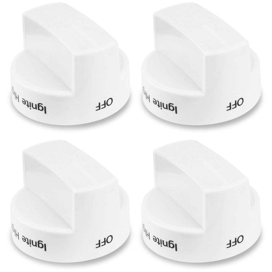 4Pack Fit for Whirlpool Gas Stove Knobs Replace #WPW10339443 AP6019878 2311009 PS11753189 PS3507189 White Stove Knobs Replacements Range Oven Knobs Part Upgraded