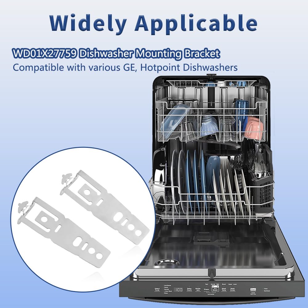 4 Pack WD01X27759 Dishwasher Countertop Mounting Bracket with Screws, Replacement Part Fit for GE, Hotpoint Dishwasher