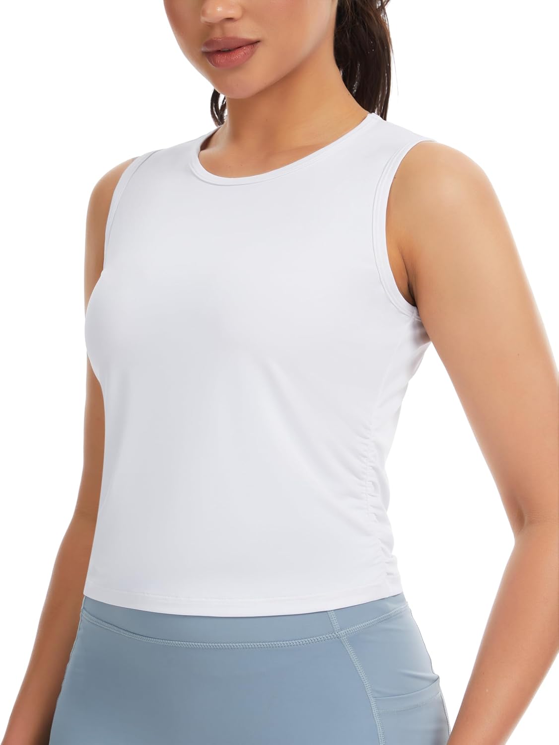 The Gym People Women's Ruched Tank Top - Slim Fit, Breathable & Soft for Yoga & Running | Sleeveless Workout Shirt