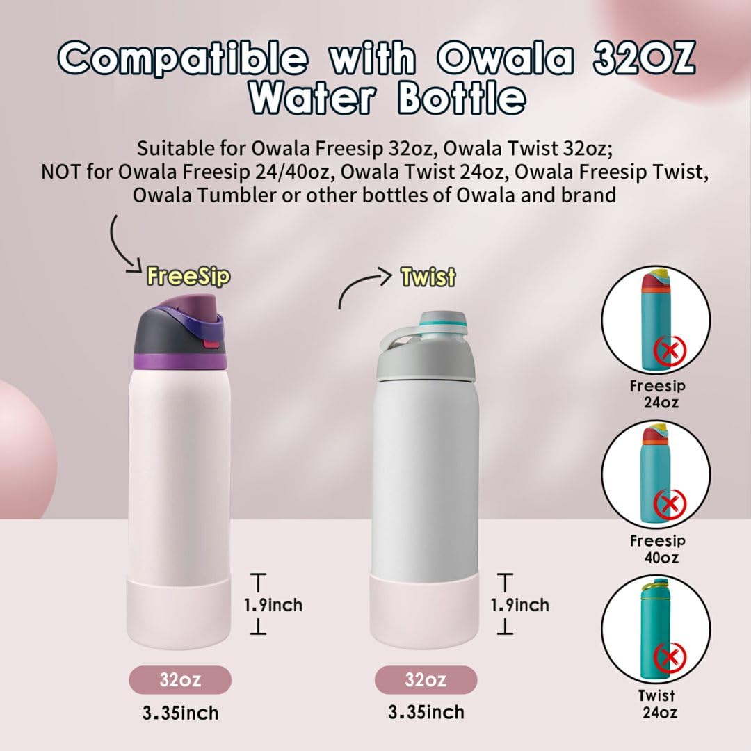 BKBY 2PCS Silicone Water Bottle Boot, Compatible with Owala 24oz 32oz 40oz, Protective Anti-Scratch & Anti-Dent No Noise Sleeve Cover for FreeSip/Twist/Flip Water Bottles (Dreamy Field, 32oz)
