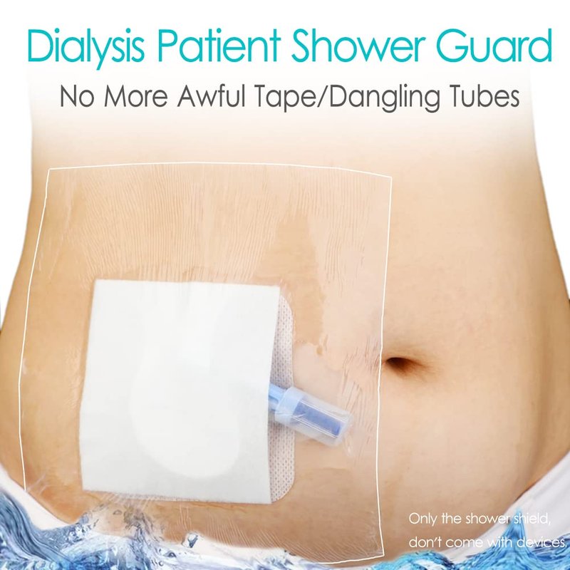 Waterproof Shower Protector | 10x12 Inch Dialysis Catheter Shower Cover Large | Without Glue in The Center for Chest Chemo Port Picc Line PD Peritoneal Dialysis Accessories Bandage (Pack of 7)
