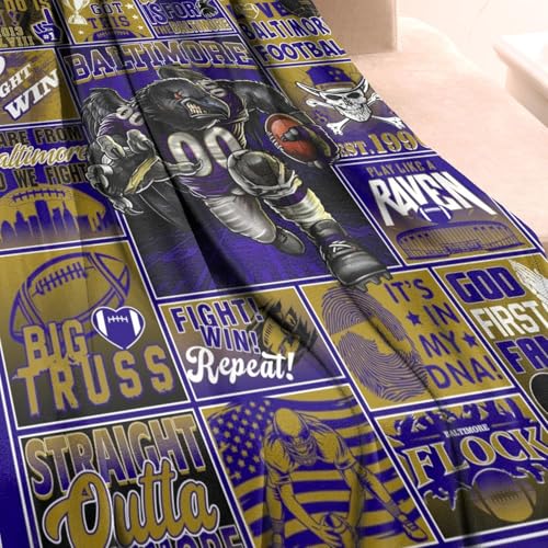 Baltimorer Purple Football Blanket 50x60 inches for Fans, Sofa & Bed Decor