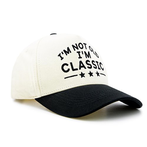 HAFOUXIGM Funny Retirement Trucker Hat for Men Women, Embroidered I'm Not Old I'm Classic Adjustable Baseball Cap for Dad Grandpa Old Man Beige/Black