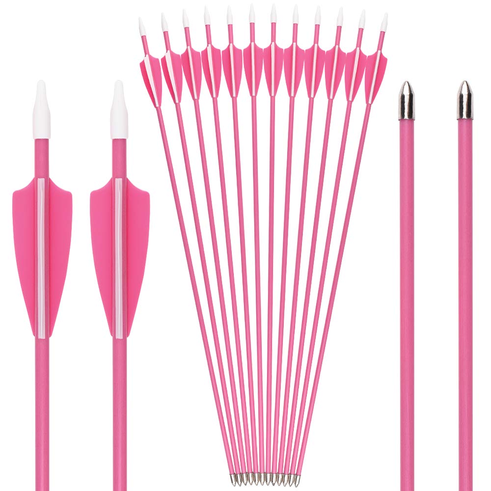 Archery Youth 24 26 28 Inch Fiberglass Archery Targeting Arrows for Youth Practise Recurvebow Compound Bow Shooting