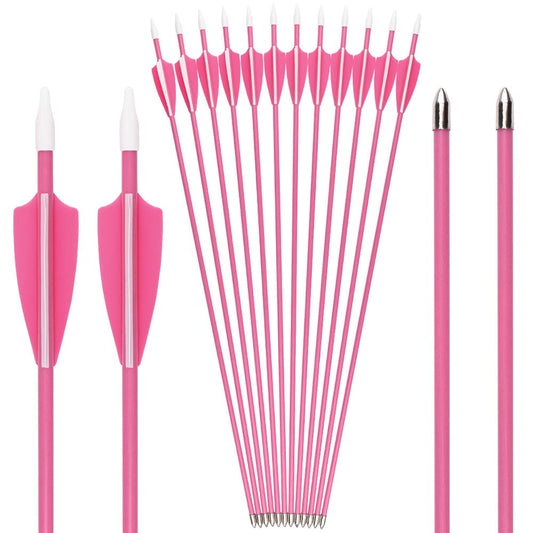 Archery Youth 24 26 28 Inch Fiberglass Archery Targeting Arrows for Youth Practise Recurvebow Compound Bow Shooting