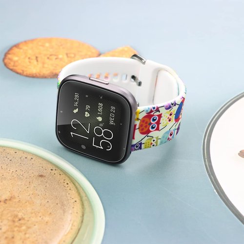 Ecute Small Soft Silicone Waterproof Replacement Women Men Strap Band Compatible with Fitbit Versa/Versa 2/Versa Lite/Versa SE - Color Owl
