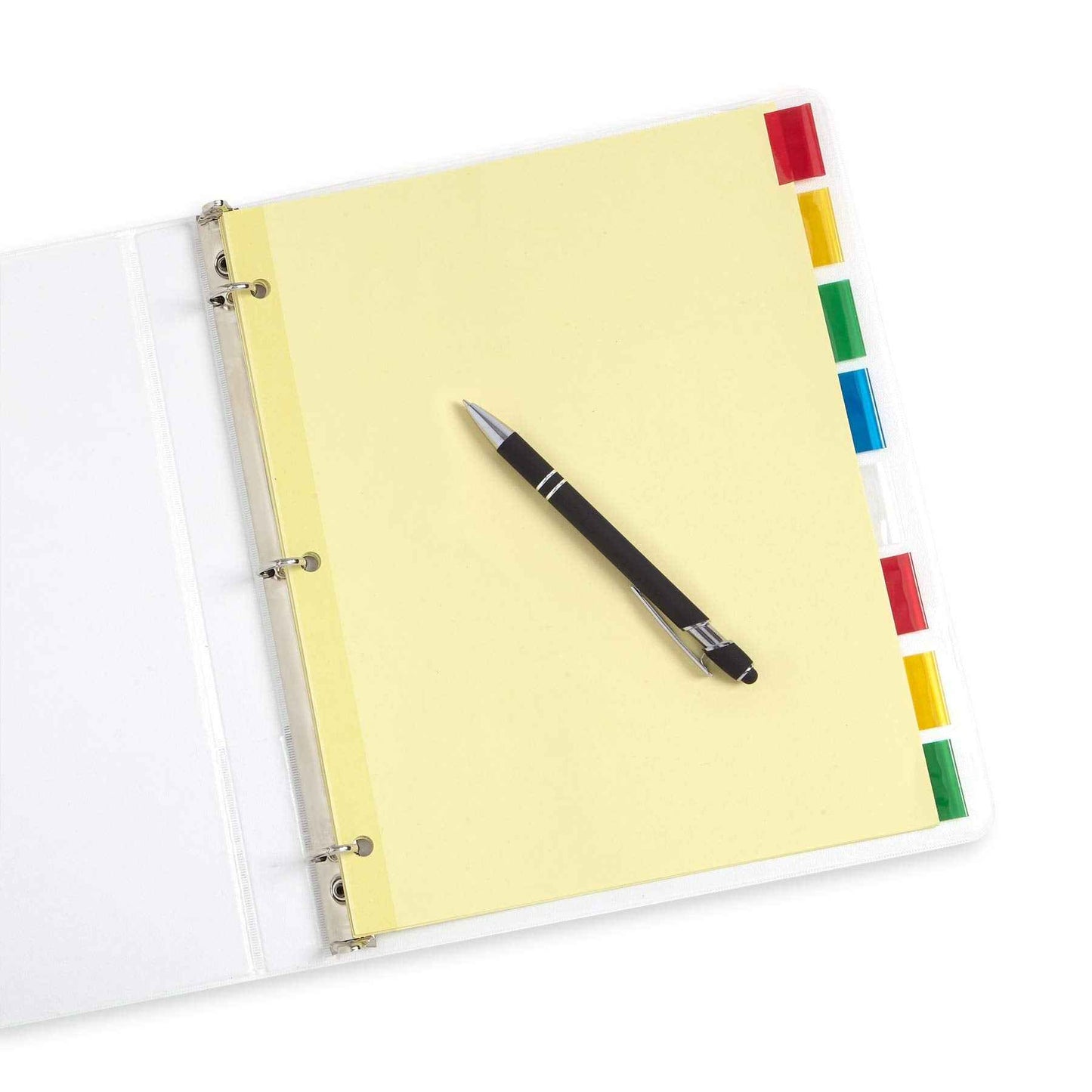 Blue Summit Supplies 8-Tab Binder Dividers, Manila Paper with Insertable Colored Plastic Tabs, Reinforced 3 Ring Dividers with Perforated Paper Tab Inserts, 48 Sets