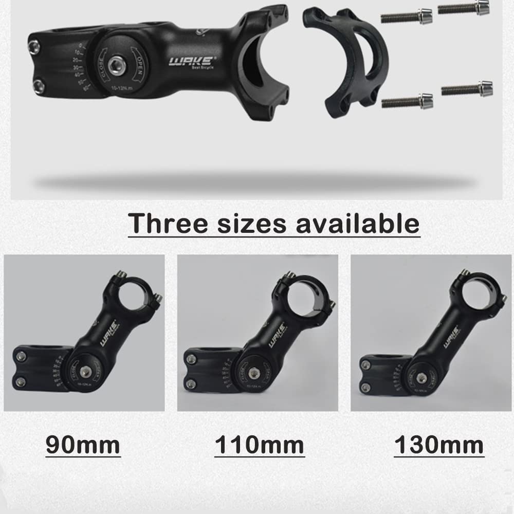 CYSKY Adjustable Bike Stem 31.8 90mm 110mm 130mm 0-60° Degree Adjustable MTB Stem Bike Handlebar Stem for Mountain Bike, Road Bicycle, MTB, BMX, Cycling (130mm)
