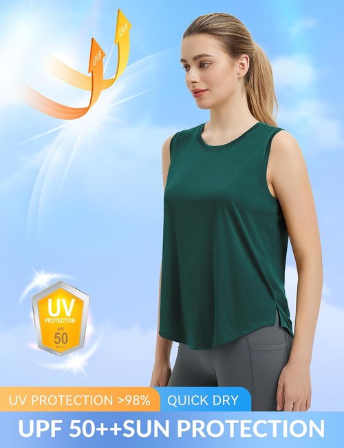 Baleaf Women's Sleeveless Workout Tank Top - High Neck Athletic Racerback for Yoga & Running
