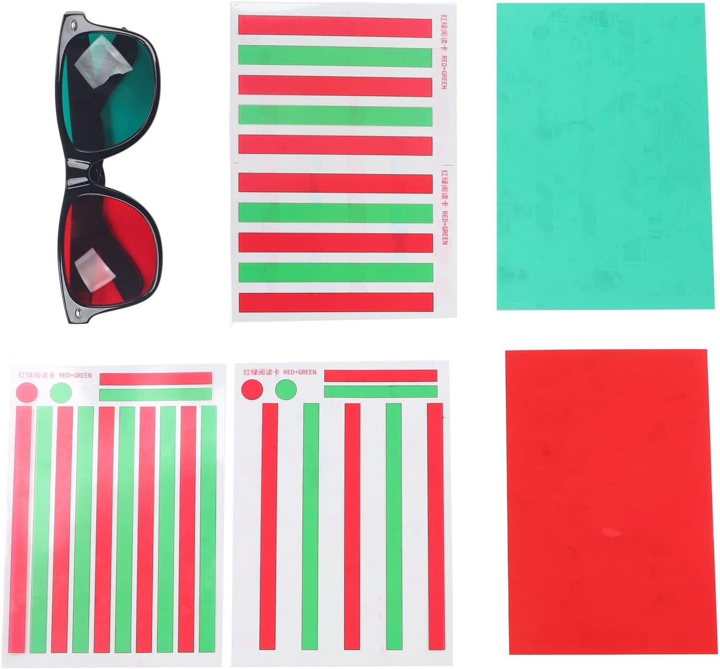 Red Green Vision Correction Cards - Myopia & Strabismus Eye Training Glasses for Amblyopia