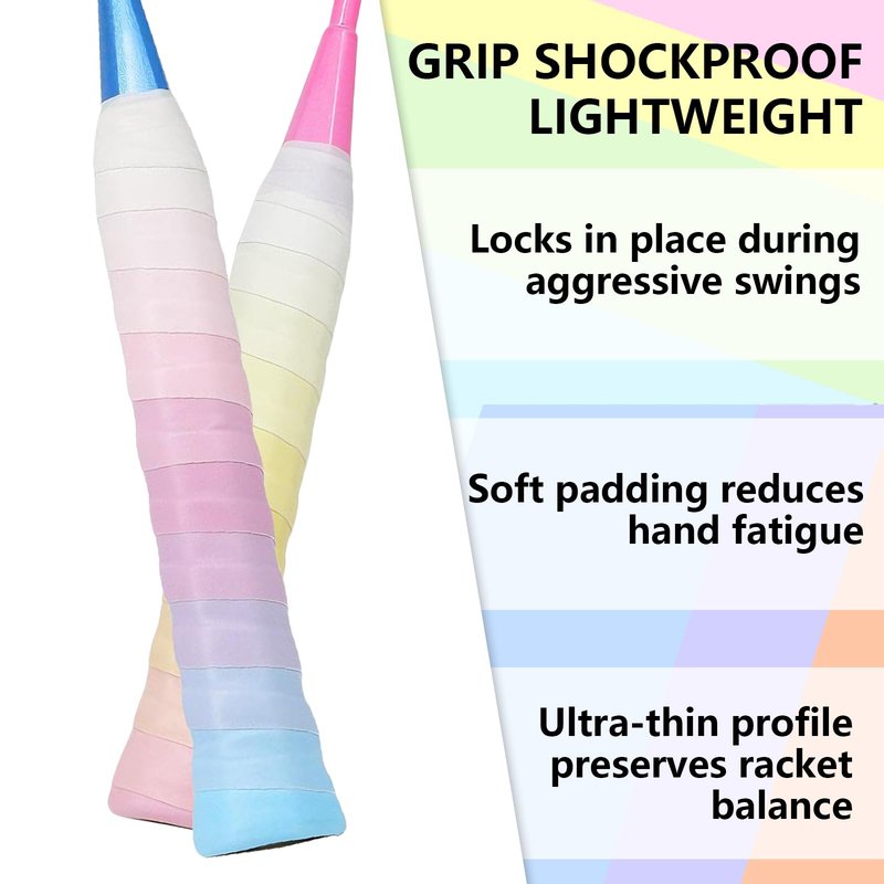 Daxilonyz 12 PCS Tennis Racket Overgrips – Soft & Non-Slip Grip Tape for Tennis, Badminton, Squash (12, Colorful)