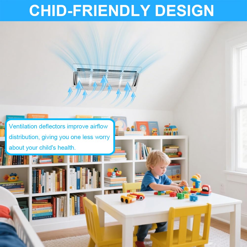 2PCS Transparent, Powerful Magnetic Vent Deflector, Vent Deflectors for Home Floor Adjustable from 9 Inches to 15 Inches in Size, Suitable for Ceiling Vents Floors and Side Walls