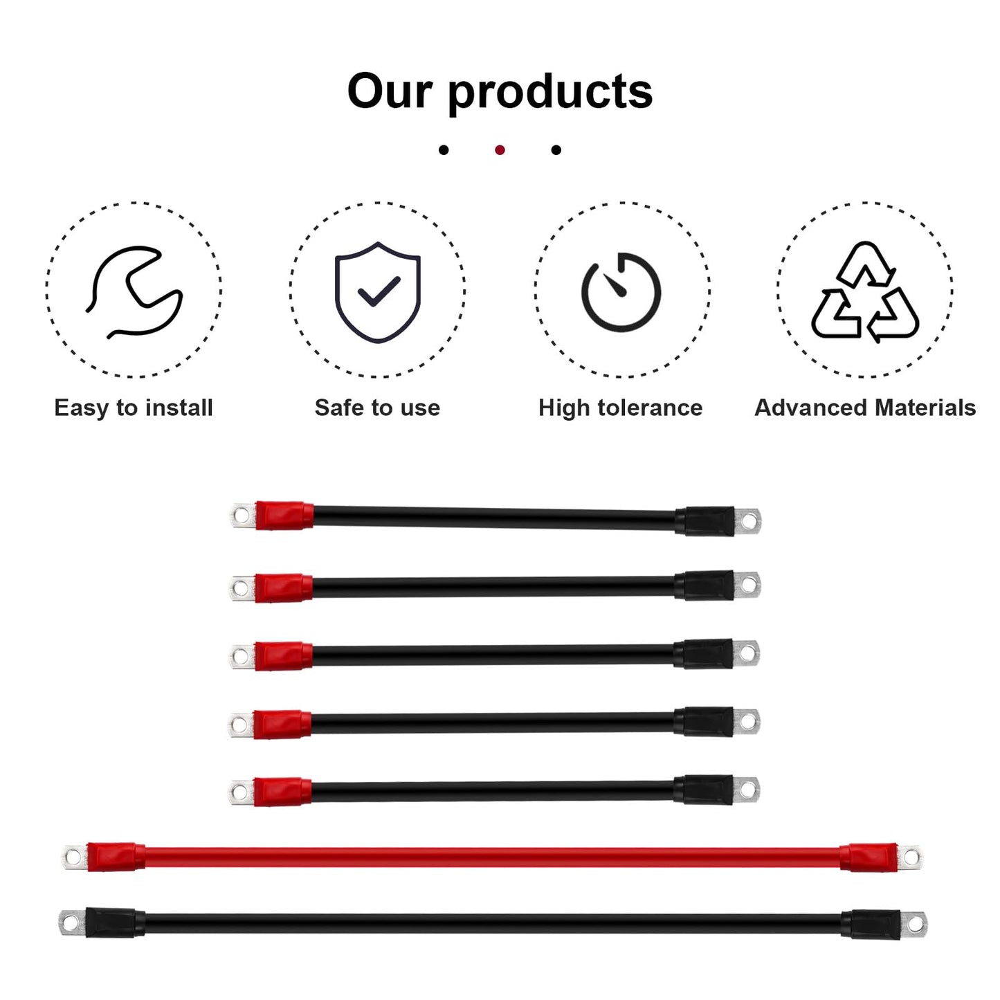 superbobi 7PCS Golf Cart Battery Cables Set Fit for Club Car DS 1994-up 2 Awg 36/48 Volt, 4 Gauge Golf Cart Battery Cables Wiring Kit