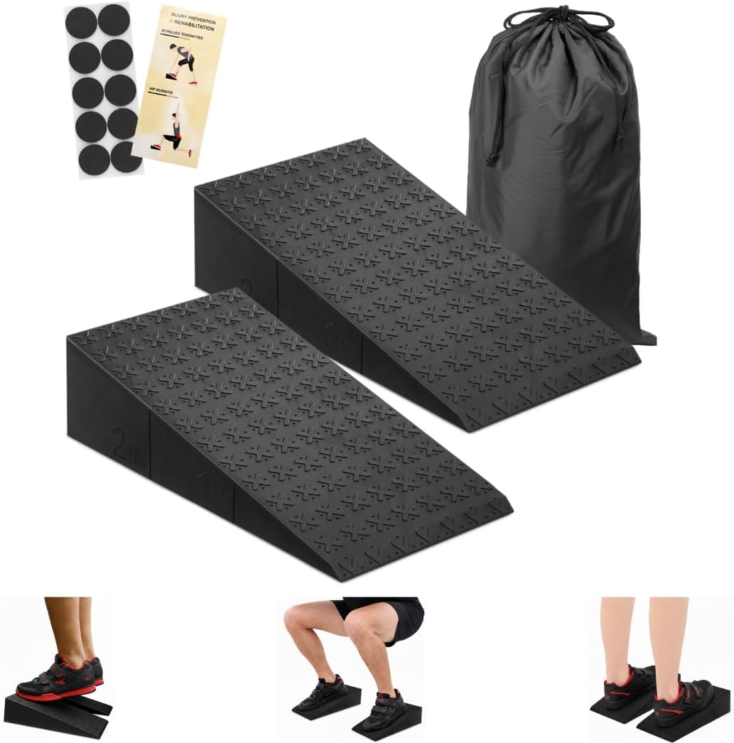 ZKDLFIRE Squat Wedge Block - Non-Slip Weightlifting Heel Elevation for Improved Mobility & Strength | 2 Pcs with Carrying Bag