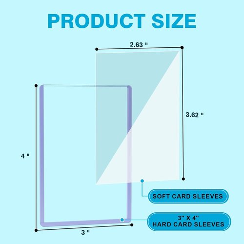600 Plastic Trading Card Protectors | 300 Hard & 300 Soft Sleeves - 35pt Rigid 3"x4" Holders