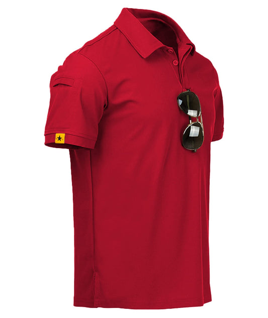 ZITY Mens Polo Shirt Short Sleeve Sports Tactical T-Shirt Athletic Golf Polos Daily Casual Stylish Collared Shirts for Men Red XX-Large