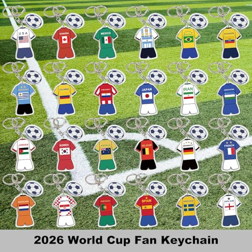 World Cup Soccer Keychain - Football Fan Souvenir Accessory - Spain (2PCS)