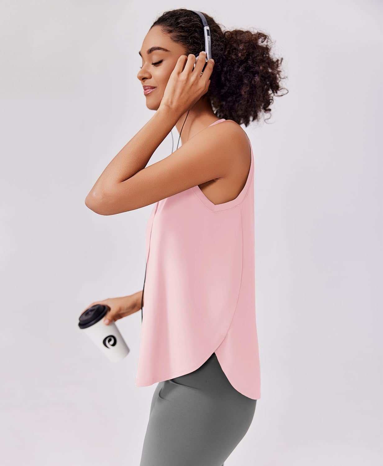 PINSPARK Workout Tank Tops for Women - UPF 50+ Quick-Dry Yoga Tanks with Side Slits | Loose Fit Athletic Shirt